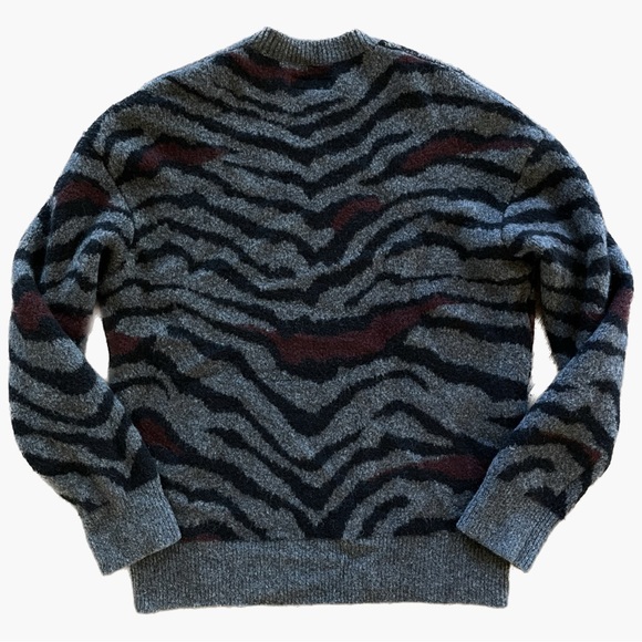 All Saints Tora Tiger Stripe Wool/Yak blend Crew Neck Sweater Sz XS - Picture 4 of 7
